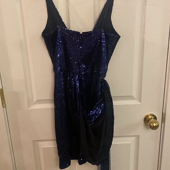 Dress the Population Alida Royal Blue Sequined fringe Mini Dress Sz 0-2 NWT - Picture 5 of 7